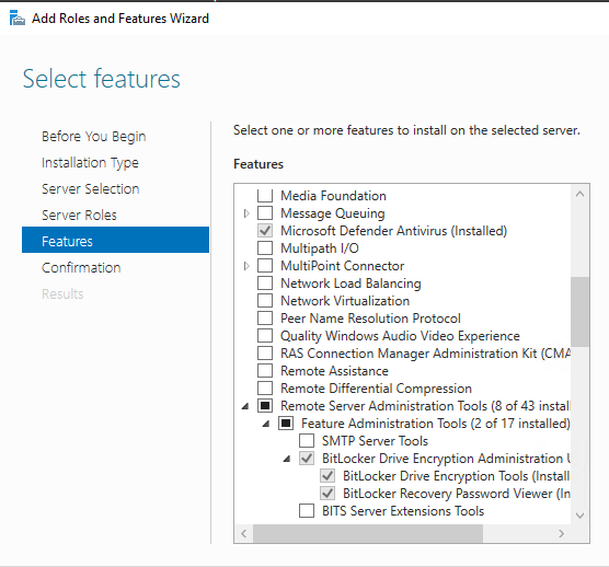 Configuring BitLocker Windows screenshot