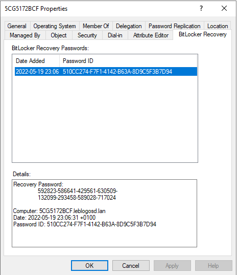 Configuring BitLocker with Windows Security Administration screenshot