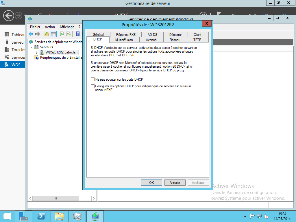 Onglet DHCP WDS