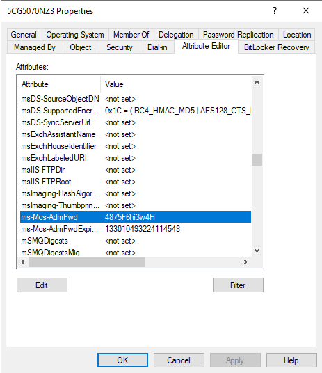 Manage LAPS Configuration Using MSI with Windows Security Administration screenshot
