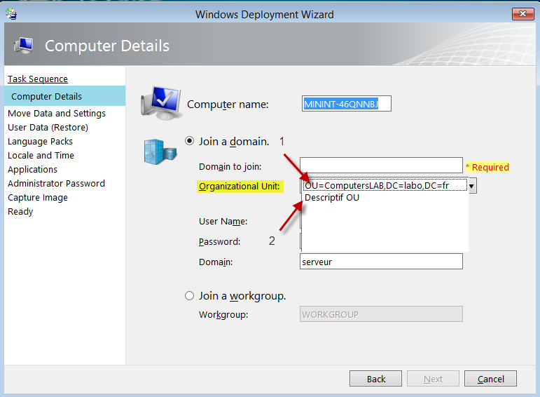 Displaying Organizational Units with MDT