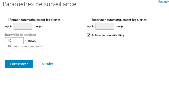 Quest SMA server monitoring settings