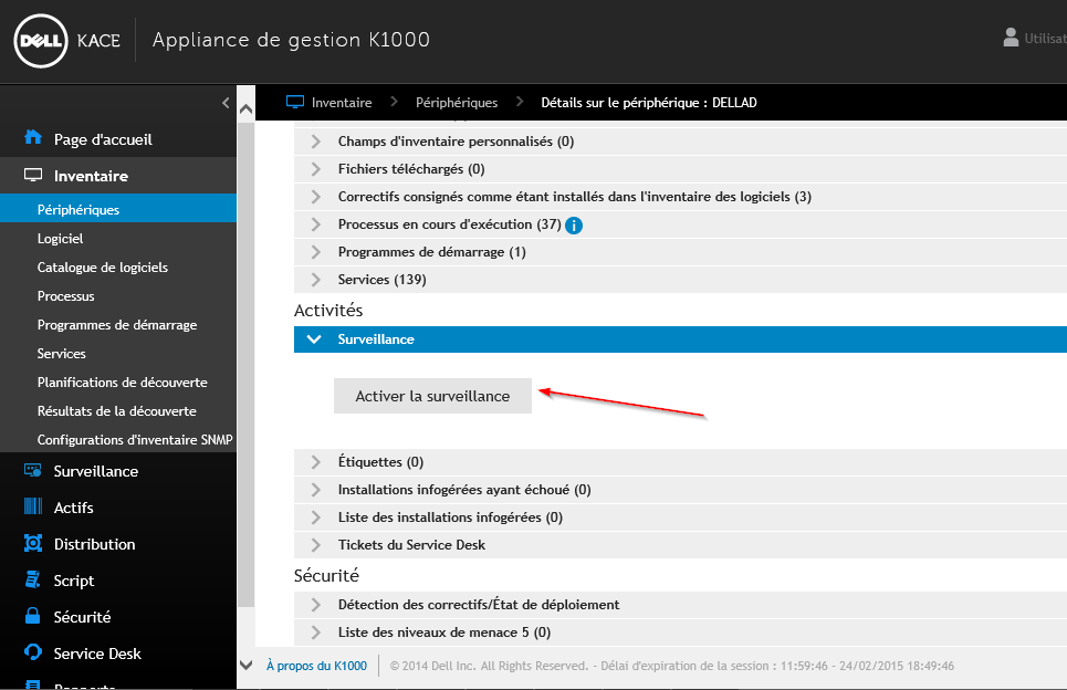 Quest SMA server monitoring settings