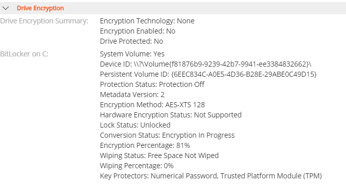 Quest SMA BitLocker and TPM inventory