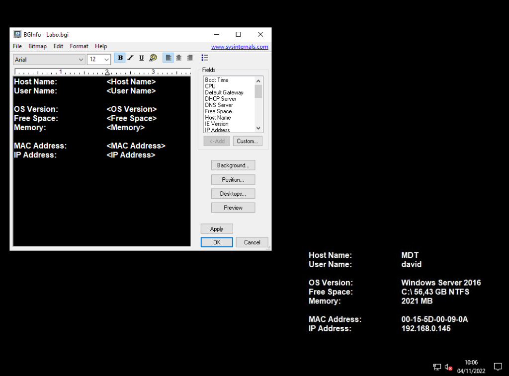 Deploying BGinfo via GPO with Windows Infrastructure Administration screenshot