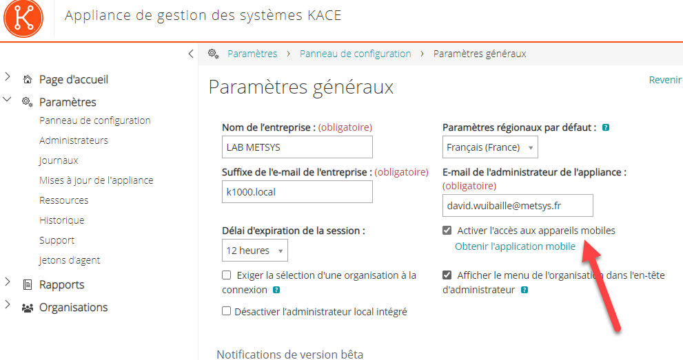 KACE Go mobile app for Quest SMA
