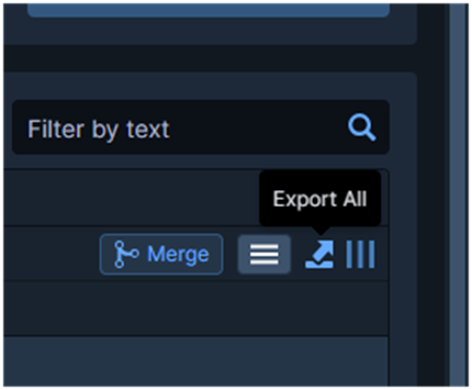 Export All option in Interact with CSV output selected