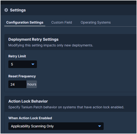 Patch options showing the three Action Lock behaviors