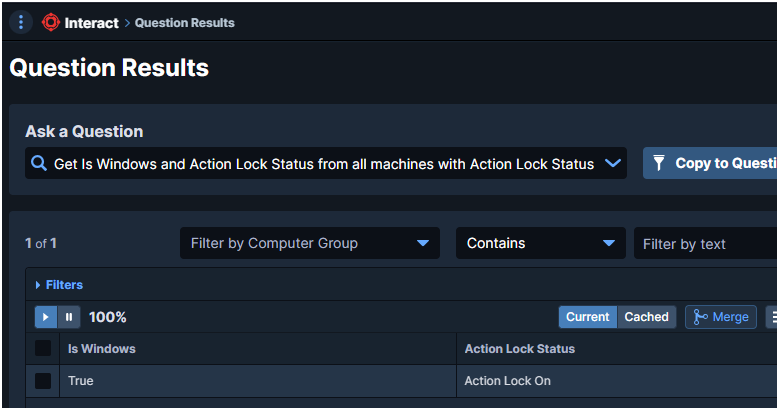 Question showing endpoints where Action Lock is currently on