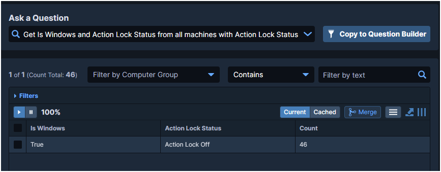 Question showing endpoints where Action Lock is currently off