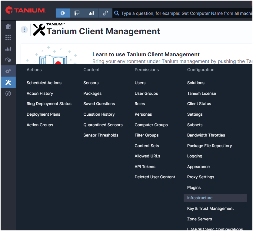 Install Tanium Client screenshot
