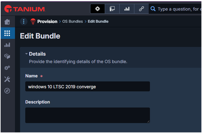 Tanium Provision key value entries section